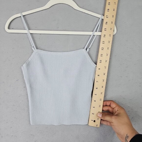 Abercrombie & Fitch Crop Top Womens M Baby Blue Stretchy Ribbed Knit Preppy Sexy - Picture 3 of 7